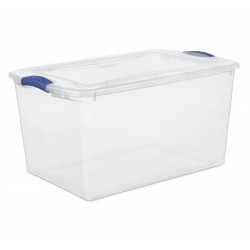 (Pack of 1) Stackable Plastic Tote Box Storage Containers Bin 66 Quart, Storage