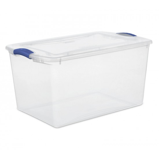 (Pack of 1) Stackable Plastic Tote Box Storage Containers Bin 66 Quart, Storage