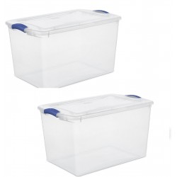 (2 Pack) Large Storage Bin, 66 Quart Clear Plastic Storage Container with Latch