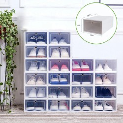 20 Pack Clear Foldable Shoe Storage Boxes Stackable Plastic Organiser 33x23x14cm