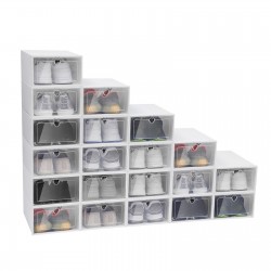 20pcs Stackable Shoe Storage Box Durable Plastic Sneaker Display Case Organizer