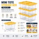 6 Pack Mini Plastic Storage Tote Boxes Lids 2.5 QT Clear Organizer Bin Stackable