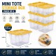 6 Pack Mini Plastic Storage Tote Boxes Lids 2.5 QT Clear Organizer Bin Stackable