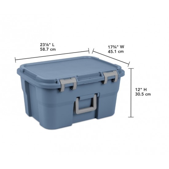 14 Gallon Footlocker Storage Bin Heavy Duty Lockable Trunk Blue