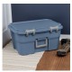 14 Gallon Footlocker Storage Bin Heavy Duty Lockable Trunk Blue