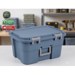 14 Gallon Footlocker Storage Bin Heavy Duty Lockable Trunk Blue