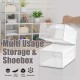 6 Pack Large Stackable Plastic Shoe Box Storage Organizer Transparent Case