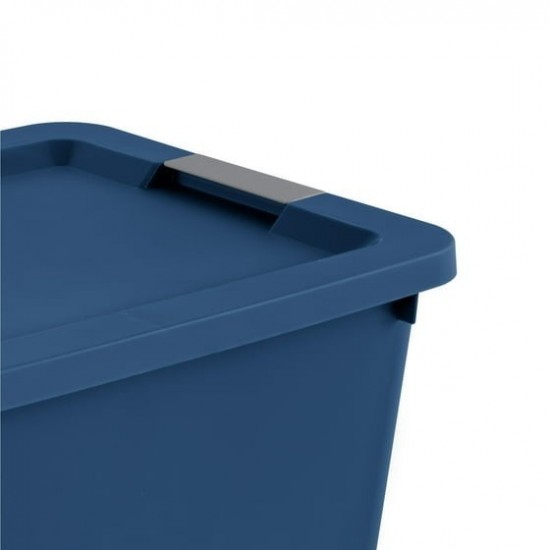 Large Storage Bin, 20 Gallon Plastic Storage Container with Latch Lid, Blue Style 5922