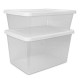 (4) 12 Quart Storage Boxes, Clear Plastic Storage Bin with Snap-On Lid, White Style 0787
