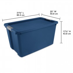 Extra Large Storage Bin, 34 Gallon Plastic Storage Container with Latch Lid, Blue