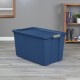 Extra Large Storage Bin, 34 Gallon Plastic Storage Container with Latch Lid, Blue
