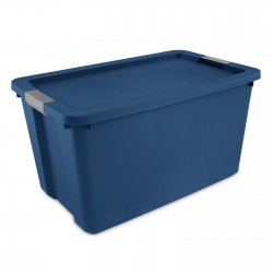 Extra Large Storage Bin, 34 Gallon Plastic Storage Container with Latch Lid, Blue