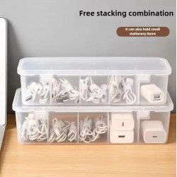 1 pc Transparent Cable Storage Box with Lid Dust-Proof Compartment Organizer