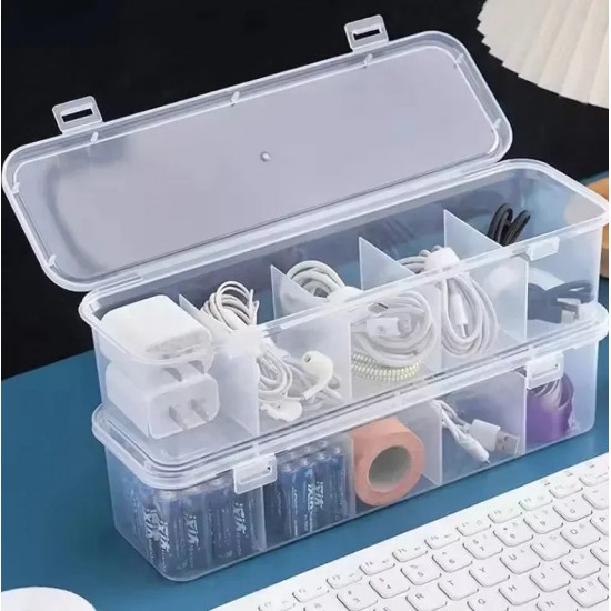 1 pc Transparent Cable Storage Box with Lid Dust-Proof Compartment Organizer