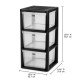3 Drawer Tower Plastic Storage Organizer with Removable Clear Bins, Easy