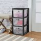 3 Drawer Tower Plastic Storage Organizer with Removable Clear Bins, Easy