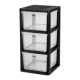 3 Drawer Tower Plastic Storage Organizer with Removable Clear Bins, Easy