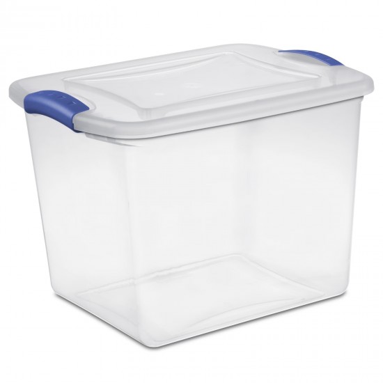 27 Quart Medium Latching Storage Bin, Clear Plastic Stoarge Conatiner 2pk