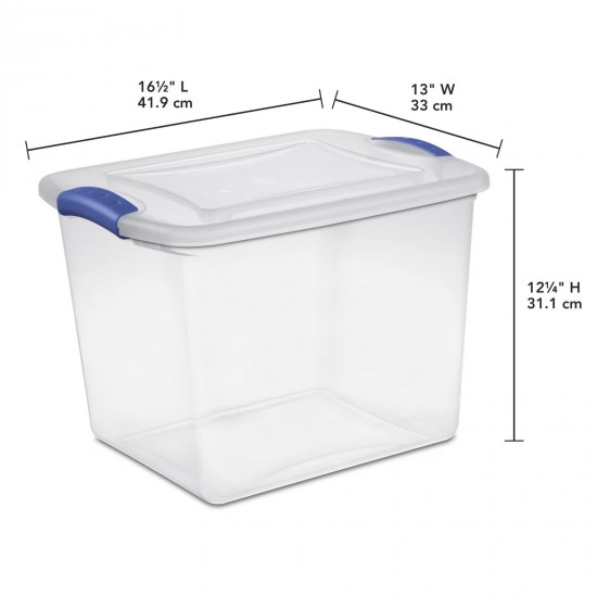 27 Quart Medium Latching Storage Bin, Clear Plastic Stoarge Conatiner 2pk