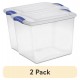 27 Quart Medium Latching Storage Bin, Clear Plastic Stoarge Conatiner 2pk