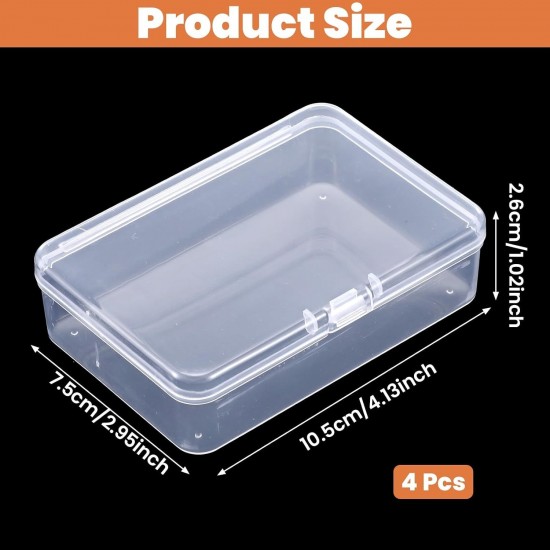 4x3x1 Inch Mini Clear Storage Containers Box with Lid Small Rectangle Business