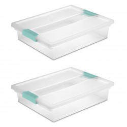 Large Clear Storage Box Container 2 Pack for Home and Office Organization