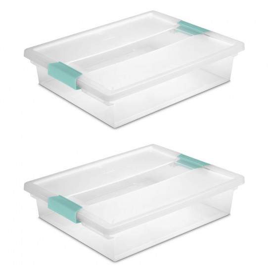 Large Clear Storage Box Container 2 Pack for Home and Office Organization