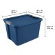 Large Storage Bin, 20 Gallon Plastic Storage Container with Latch Lid, Blue Style 8649