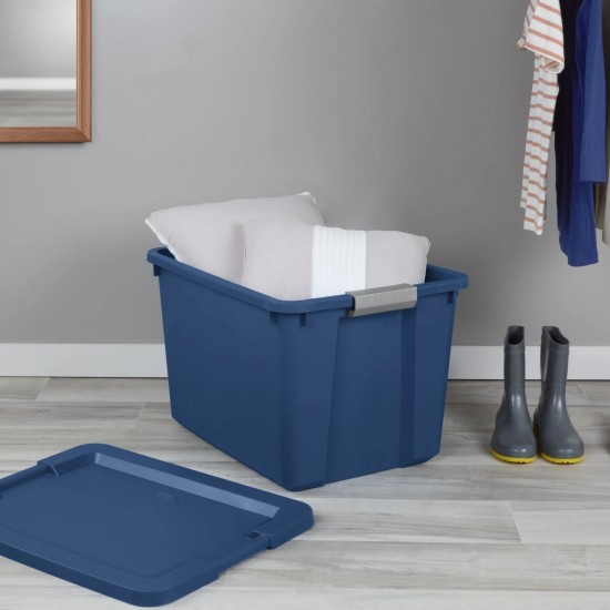 Large Storage Bin, 20 Gallon Plastic Storage Container with Latch Lid, Blue Style 8649