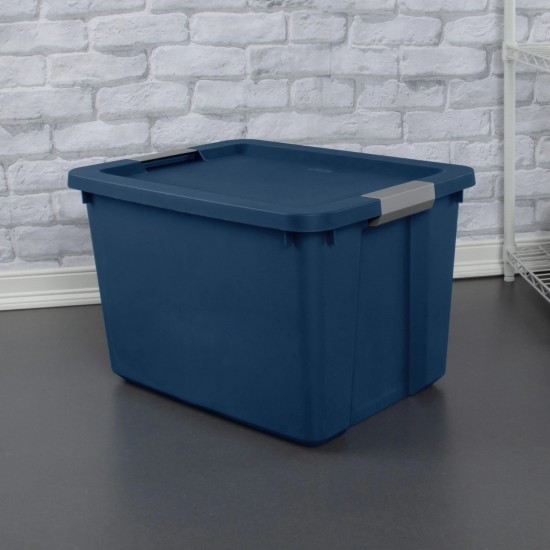 Large Storage Bin, 20 Gallon Plastic Storage Container with Latch Lid, Blue Style 8649
