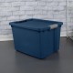 Large Storage Bin, 20 Gallon Plastic Storage Container with Latch Lid, Blue Style 8649