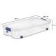 Large Storage Bin, 66 Quart Clear Underbed Storage Container with Latch Lid, Blue