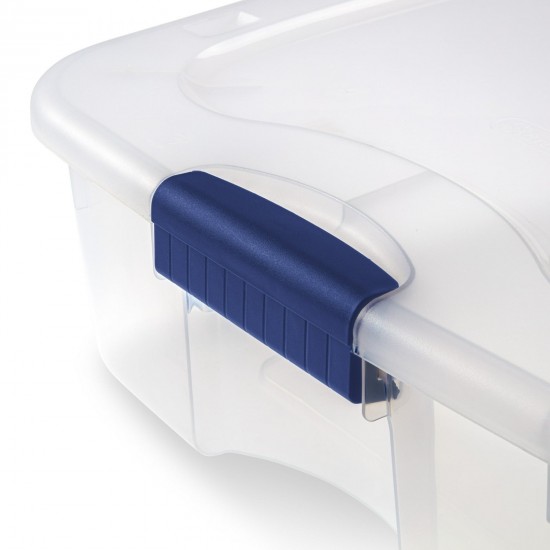 Large Storage Bin, 66 Quart Clear Underbed Storage Container with Latch Lid, Blue