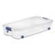 Large Storage Bin, 66 Quart Clear Underbed Storage Container with Latch Lid, Blue