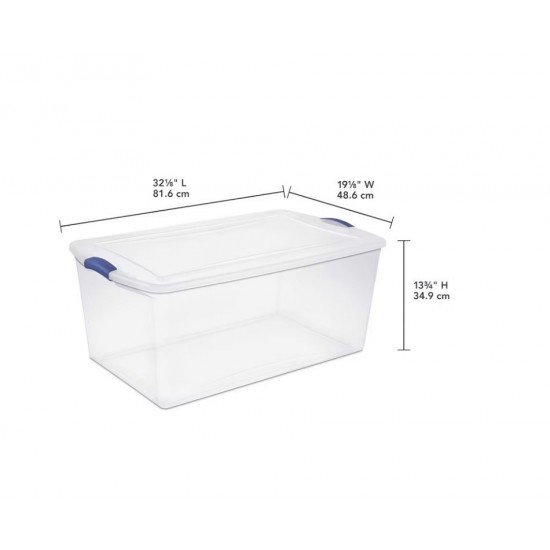 105 Quart Extra Large Latch Storage Bin Clear Plastic Container 4 Pack