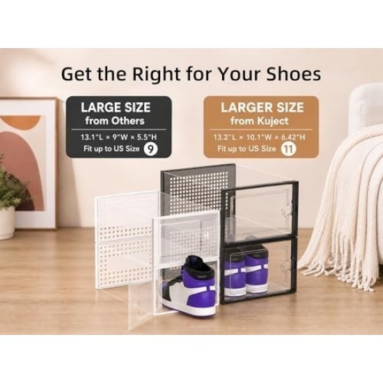 X-Large Shoe Storage Boxes Organizers Clear Plastic Stackable 12 Pack, Shoe Rack