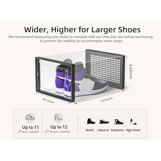 X-Large Shoe Storage Boxes Organizers Clear Plastic Stackable 12 Pack, Shoe Rack