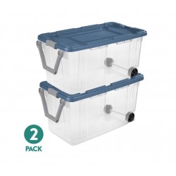 160 Quart Extra Large Wheeled Plastic Storage Bin Container with Lid 2 Pack