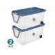 160 Quart Extra Large Wheeled Plastic Storage Bin Container with Lid 2 Pack