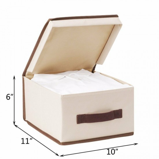 Lidded Canvas Storage Boxes with Handle For Closet Shelf Drawer Organization