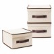 Lidded Canvas Storage Boxes with Handle For Closet Shelf Drawer Organization