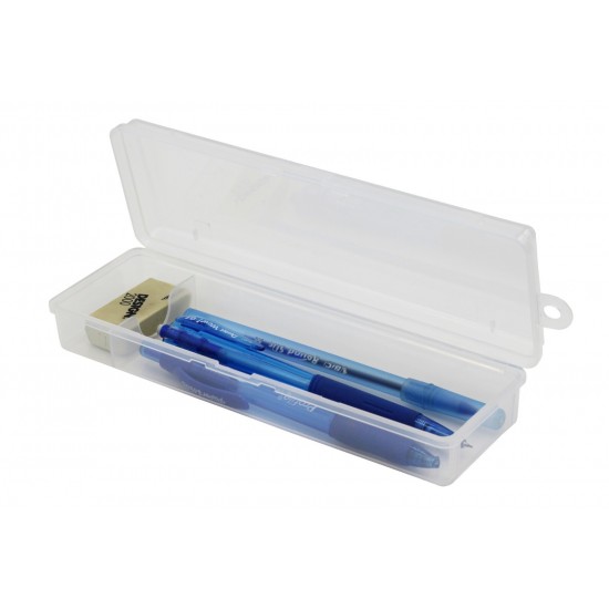 Clear Polypropylene Mini Storage Box with Hinged Lid & Snap Closure -For Pencils