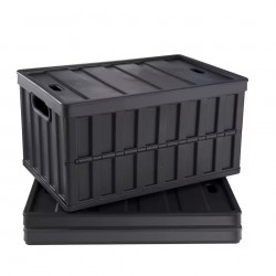 Set of 3 65 L Collapsible Storage Bin Folding Stackable Crates - Lids Garage Home