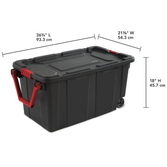 Extra Large 40 Gallon Wheeled Storage Bin with Handle, Industrial Plastic