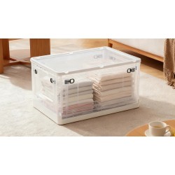 Foldable Storage Bins with Lids Clear Plastic Storage Box for Closet Organizer