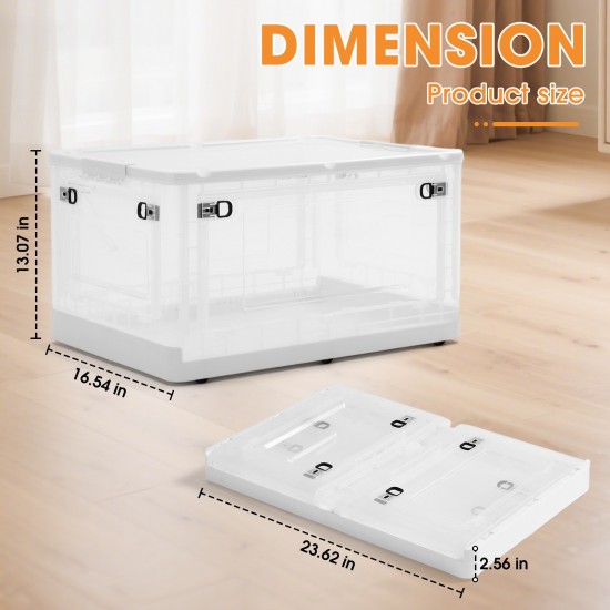 Foldable Storage Bins with Lids Clear Plastic Storage Box for Closet Organizer