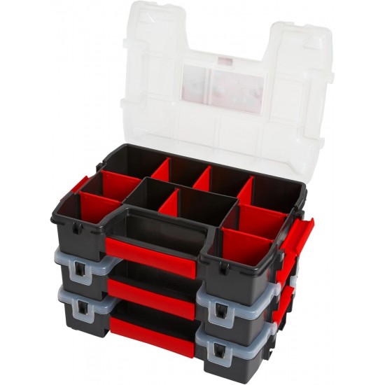 Storage Organizer Small Parts Organizer 3-Packs with 10-Compartments Lid