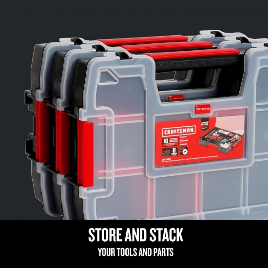 Storage Organizer Small Parts Organizer 3-Packs with 10-Compartments Lid
