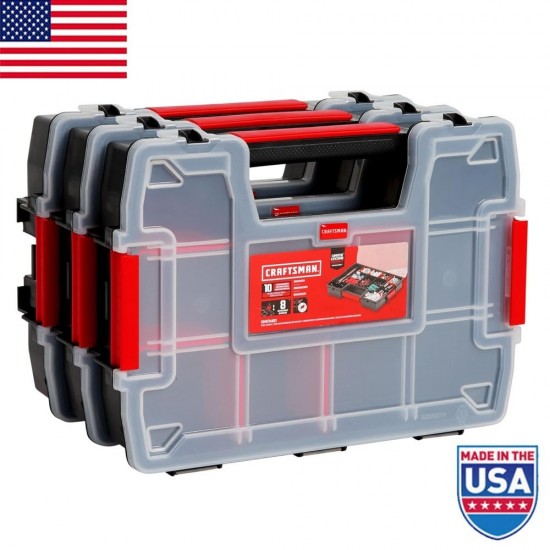 Storage Organizer Small Parts Organizer 3-Packs with 10-Compartments Lid