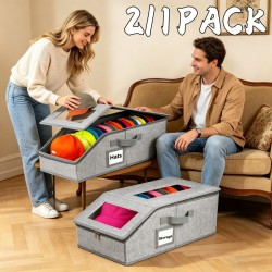 2/1 Pack Hat Storage Boxes for Baseball Caps - Stackable Clear with Window Lid
